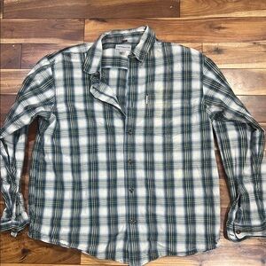 Carhartt Men's Casual Plaid Shirt in Green and White Relaxed Fit L